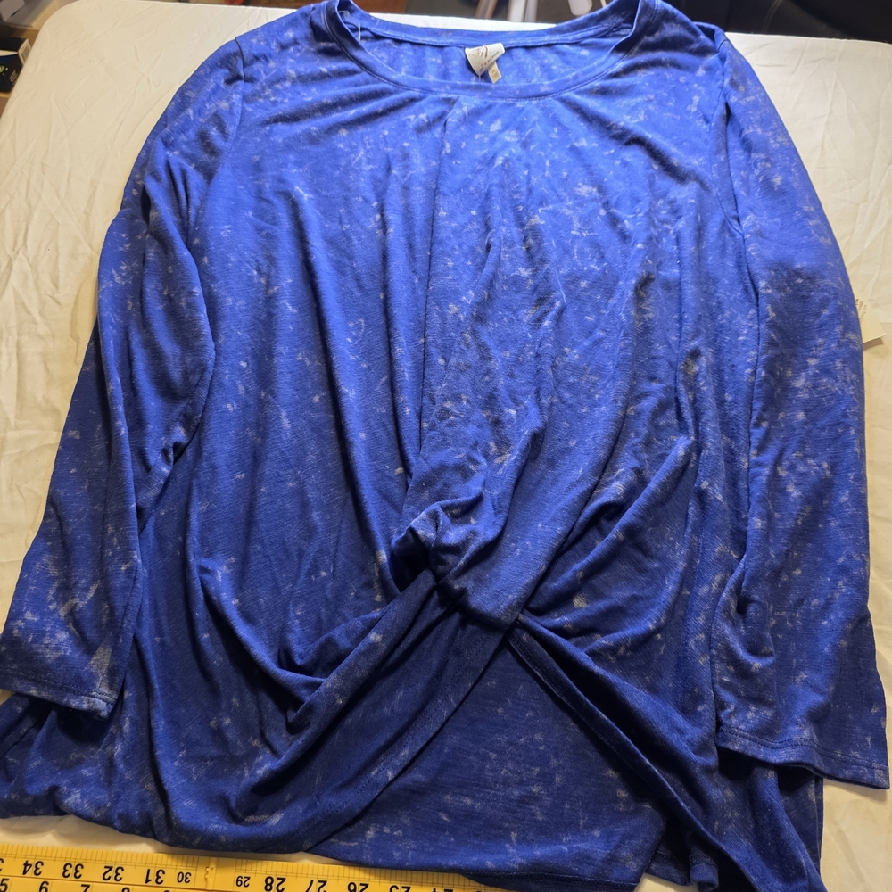 Self Esteem Blue Twist Front Blouse